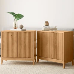 Mid-Century Fluted TV Console for TVs up to 65