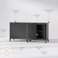 Mid-Century Fluted TV Console for TVs up to 65