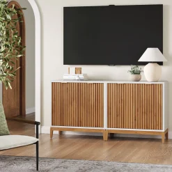 Mid-Century Fluted TV Console for TVs up to 65" White