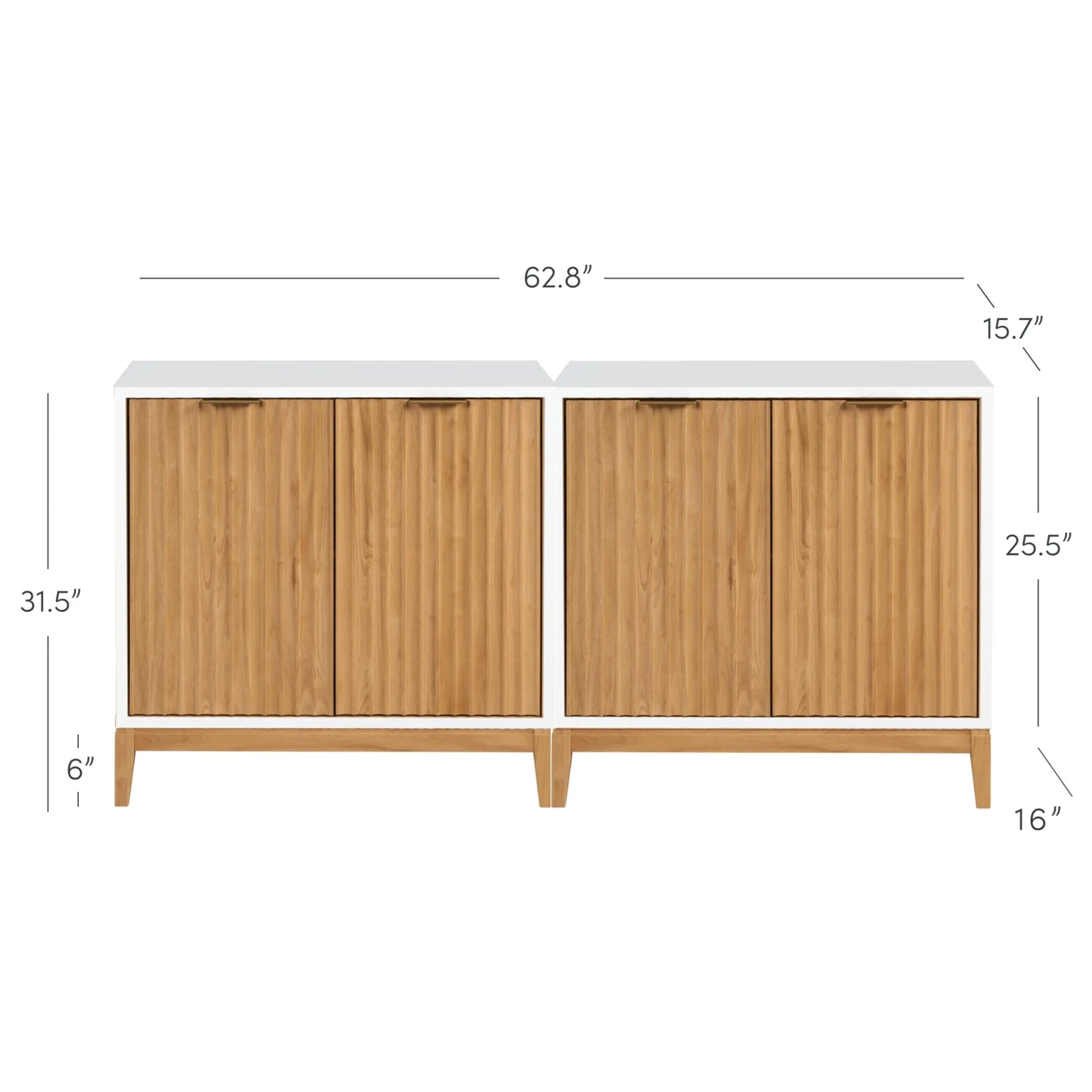 Mid-Century Fluted TV Console for TVs up to 65" White