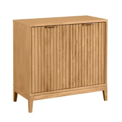 Mid-Century Large Fluted Credenza Console Table Warm Pine (Set of 4)