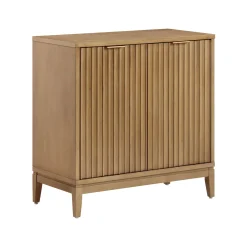 Mid-Century Large Fluted Credenza Console Table Light Brown (Set of 4)