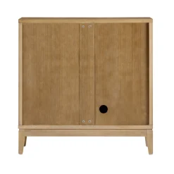 Mid-Century Large Fluted Credenza Console Table Light Brown (Set of 4)