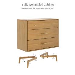 Mid-Century Modern Acacia 3 Drawer Dresser