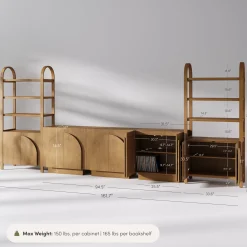 Mid-Century Modern Arched Entertainment Center (3 Cabinets)
