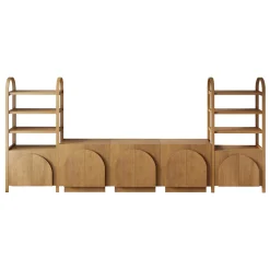 Mid-Century Modern Arched Entertainment Center (3 Cabinets)