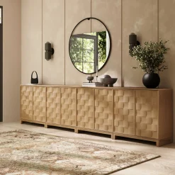 Mid Century Modern Bar Cabinet Credenza with Doors (Set of 4)