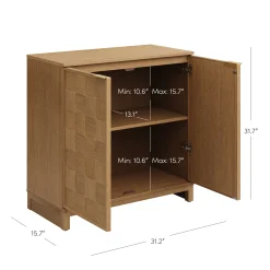 Mid Century Modern Bar Cabinet Credenza with Doors (Set of 2)