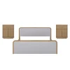 Mid Century Modern Bedroom Set with King Bed Frame and 2 Fluted Nightstands Gray/Light Brown
