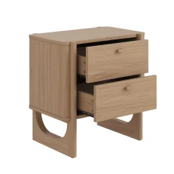 Mid Century Modern 2-Drawer Solid Wood Nightstand Raw Oak (Set of 2)