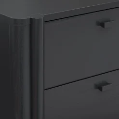 Mid Century Modern 2-Drawer Solid Wood Nightstand Black