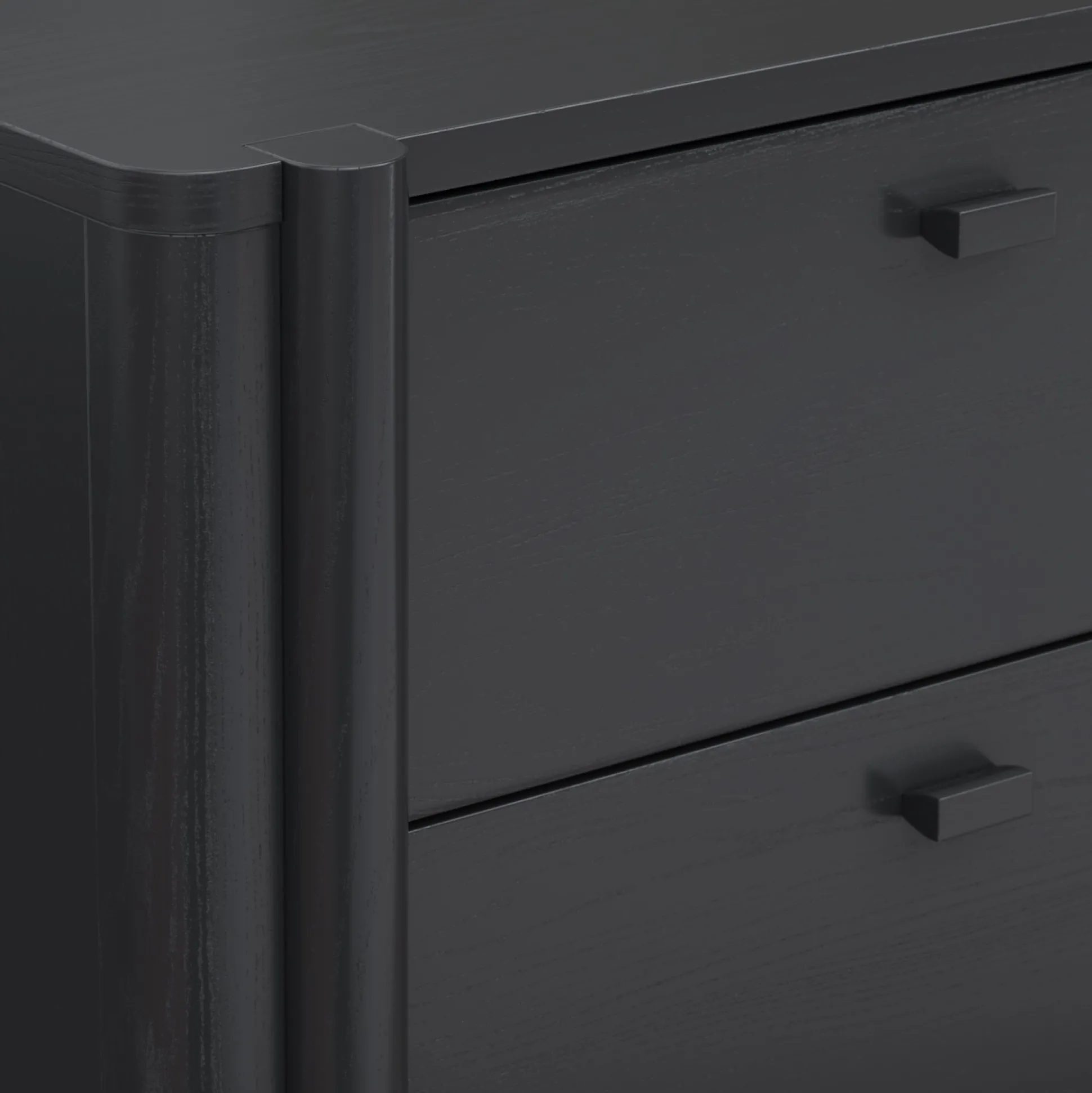 Mid Century Modern 2-Drawer Solid Wood Nightstand Black