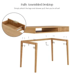 Mid-Century Modern Fluted Desk with Drawer