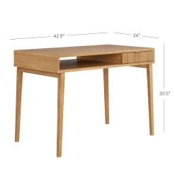 Mid-Century Modern Fluted Desk with Drawer