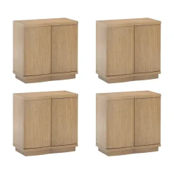 Mid-Century Modern Large Fluted Credenza Light Brown (Set of 4)