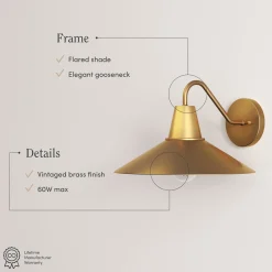 Mid-Century Modern Metal Vintaged Brass Wall Sconce