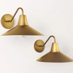Mid-Century Modern Metal Vintaged Brass Wall Sconce (Set of 2)
