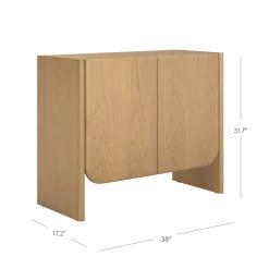 Mid Century Modern Rounded Wood Accent Cabinet Raw Oak