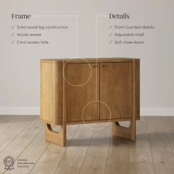 Mid-Century Modern Solid Wood Kitchen Credenza Light Brown (Set of 4)