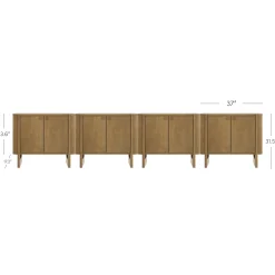 Mid-Century Modern Solid Wood Kitchen Credenza Light Brown (Set of 4)