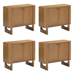 Mid-Century Modern Solid Wood Kitchen Credenza Light Brown (Set of 4)