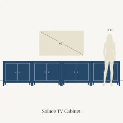 Mid-Century Modern Solid Wood Large Kitchen Credenza Black (Set of 4)