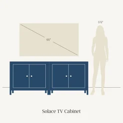 Mid-Century Modern Solid Wood Accent Cabinet Credenza Light Brown (Set of 2)