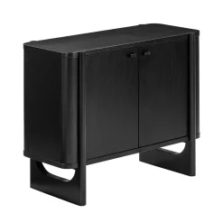 Mid-Century Modern Solid Wood Accent Cabinet Black