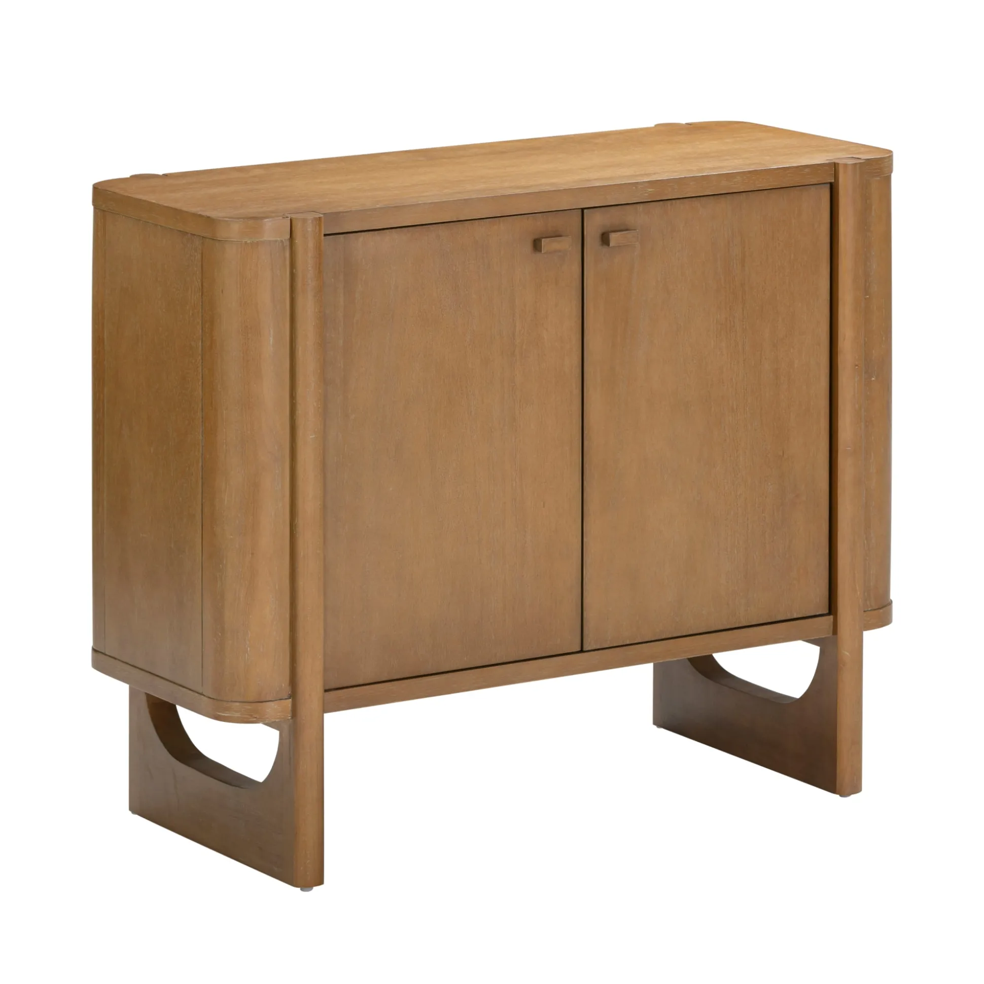 Mid-Century Modern Solid Wood Accent Cabinet Light Brown