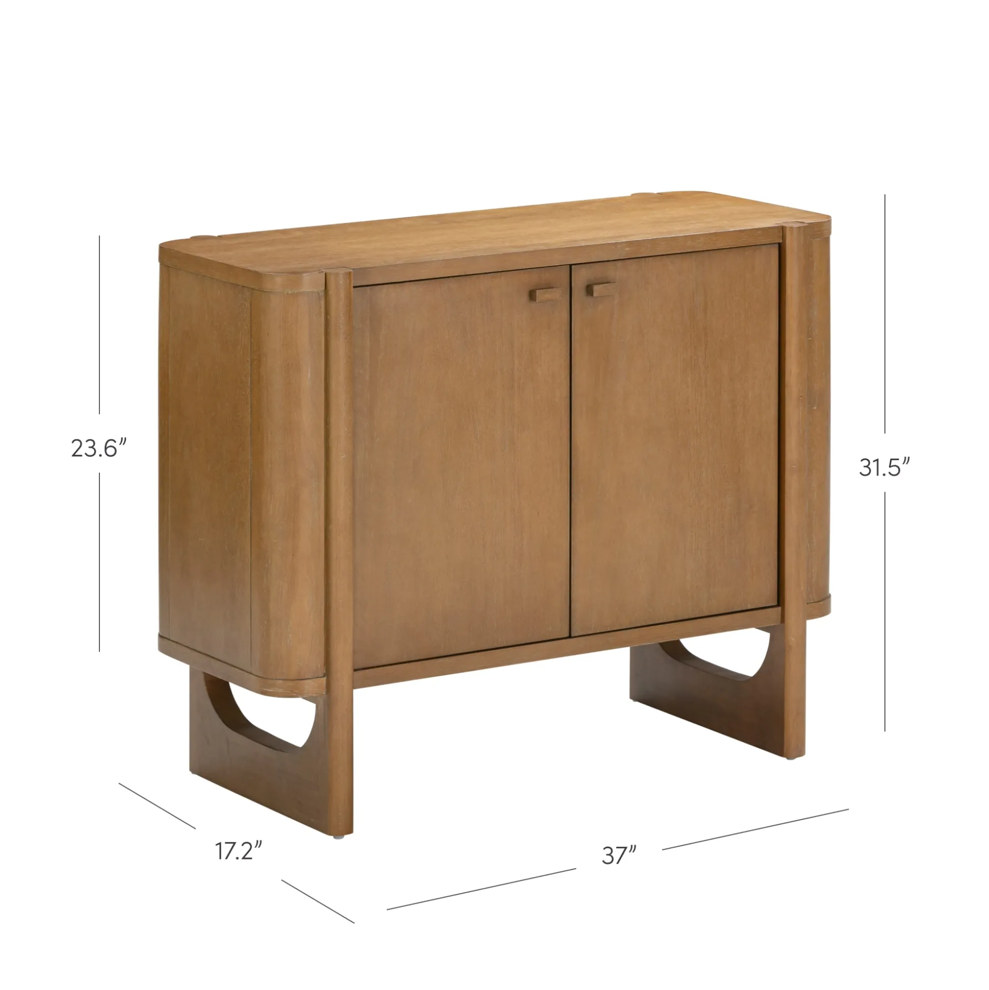 Mid-Century Modern Solid Wood Accent Cabinet Light Brown