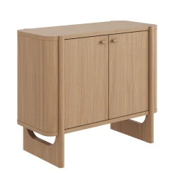 Mid-Century Modern Solid Wood Accent Cabinet Raw Oak