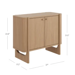 Mid-Century Modern Solid Wood Accent Cabinet Raw Oak