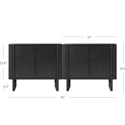 Mid-Century Modern Solid Wood Accent Cabinet Credenza Black (Set of 2)