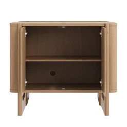 Mid-Century Modern Solid Wood Accent Cabinet Credenza Raw Oak (Set of 3)