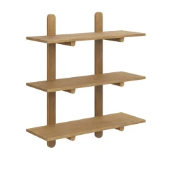 Mid Century Modern 3-Tier Wall Mounted Wood Shelf Light Brown