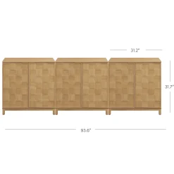 Mid Century Modern TV Stand Console with Doors for TVs up to 75