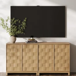 Mid Century Modern TV Stand Console with Doors for TVs up to 65"