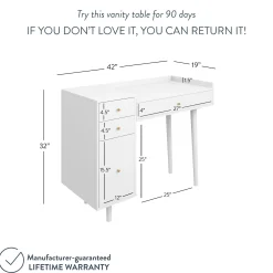 Mid-Century Modern Vanity Desk with Drawers