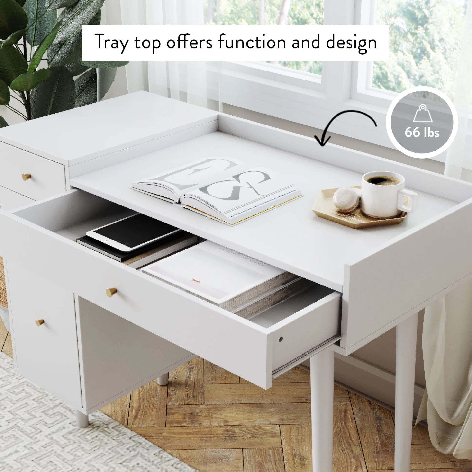 Mid-Century Modern Vanity Desk with Drawers