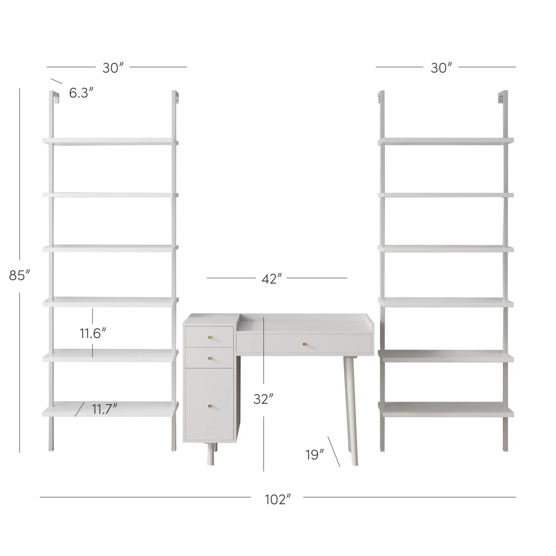 Mid-Century Modern White Wall Desk