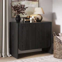 Mid Century Modern Wood Cabinet Black Oak