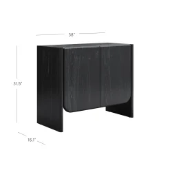 Mid Century Modern Wood Cabinet Black Oak