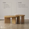 Mid-Century Modern Wood Nesting Coffee Table Set Light Brown