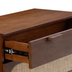 Mid-Century Rattan 3-Drawer Dressers Dark Acacia (Set of 3)