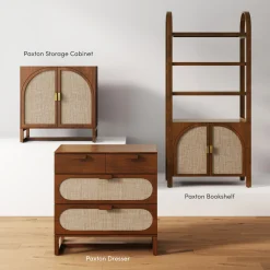 Mid-Century Rattan 3-Drawer Dresser Dark Acacia