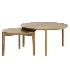 Mid-Century Round Nesting Coffee Table Set Light Brown