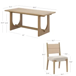 Mid-Century Seagrass Dining Table Set (6 Chairs)