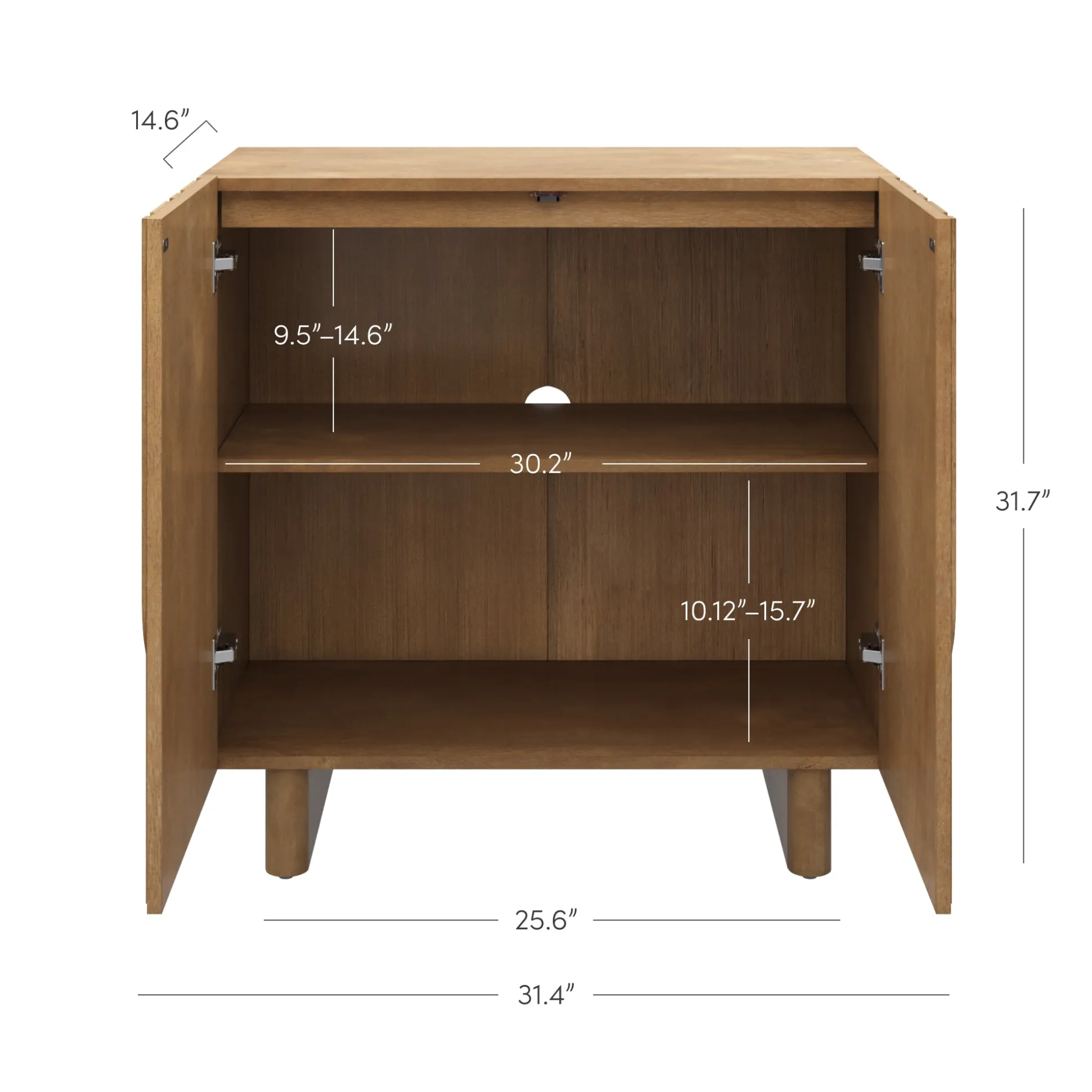 Mid Century Style Credenza with Geometric Carved Doors Light Brown (Set of 2)