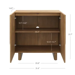 Mid Century Style Credenza with Geometric Carved Doors Light Brown