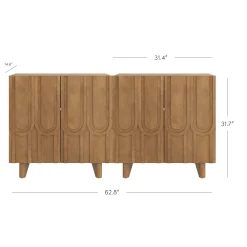 Mid Century TV Console Table with Storage for TVs up to 65" Light Brown